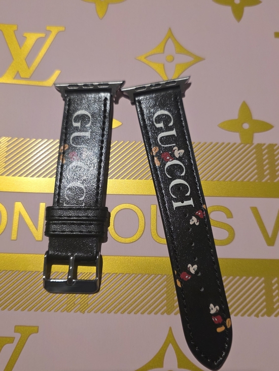 Source Unknown Accessories - Black Apple Watch Strap with Character Print